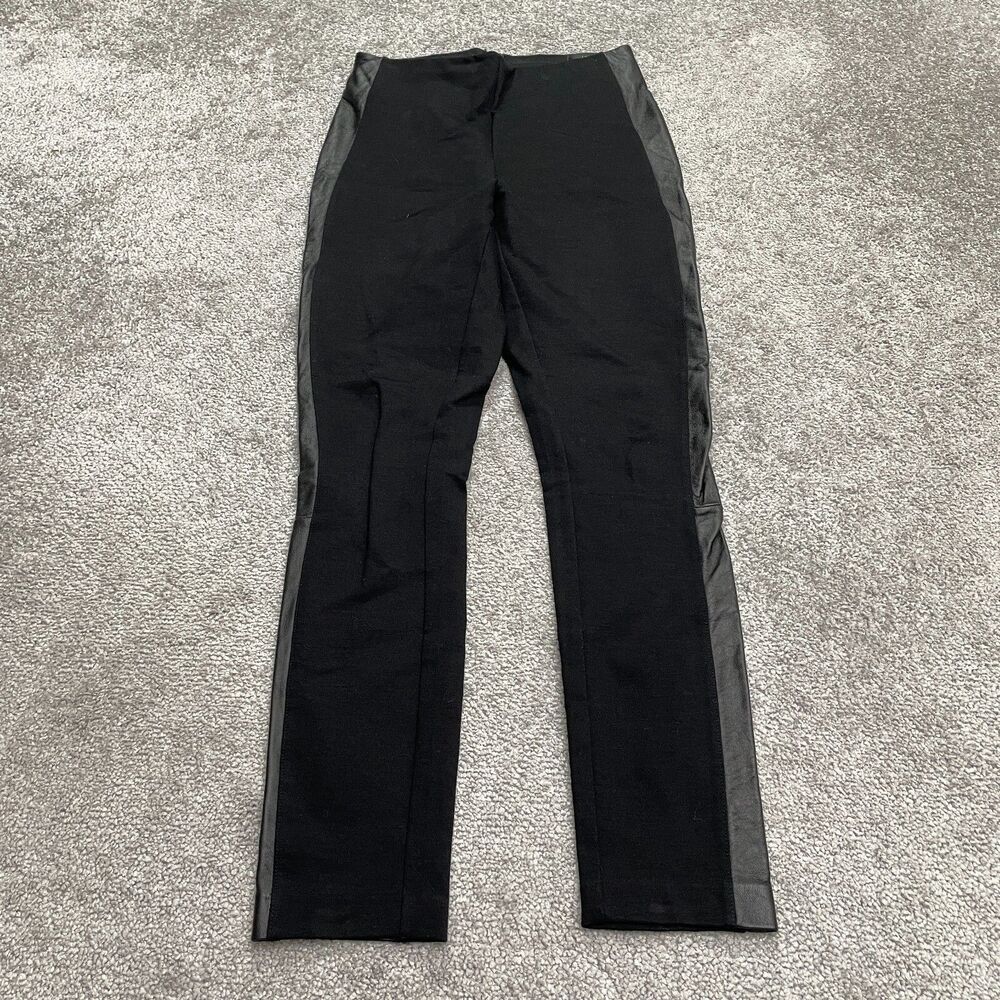 J. Crew Stretch Skinny Pixie Pants Womens 00S Black Gray Mid Rise Leather 26x26